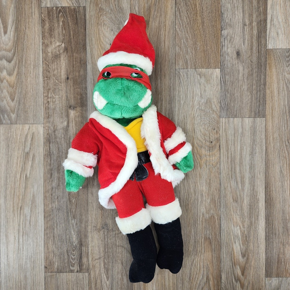 Vintage 1990 TMNT Raphael Santa Plush Playmates Christmas Ninja Turtles 21" Toy